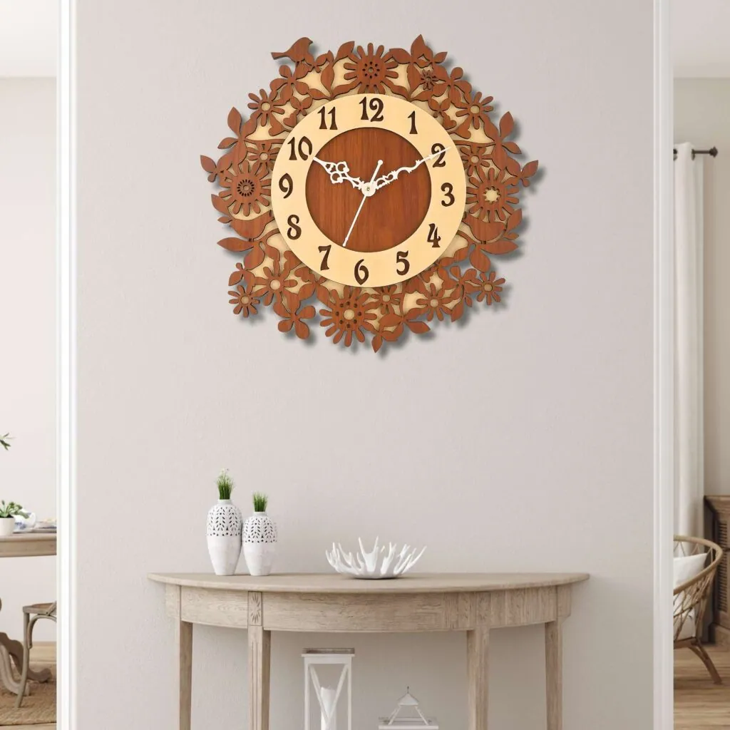 Brown Floral Cutout Wall Clock, photo 1 of 3