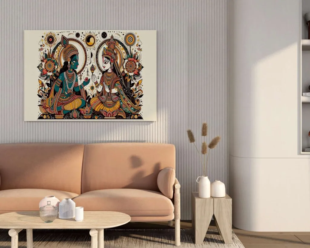 Traditional Radha Krishna Canvas Painting, photo 1 of 4