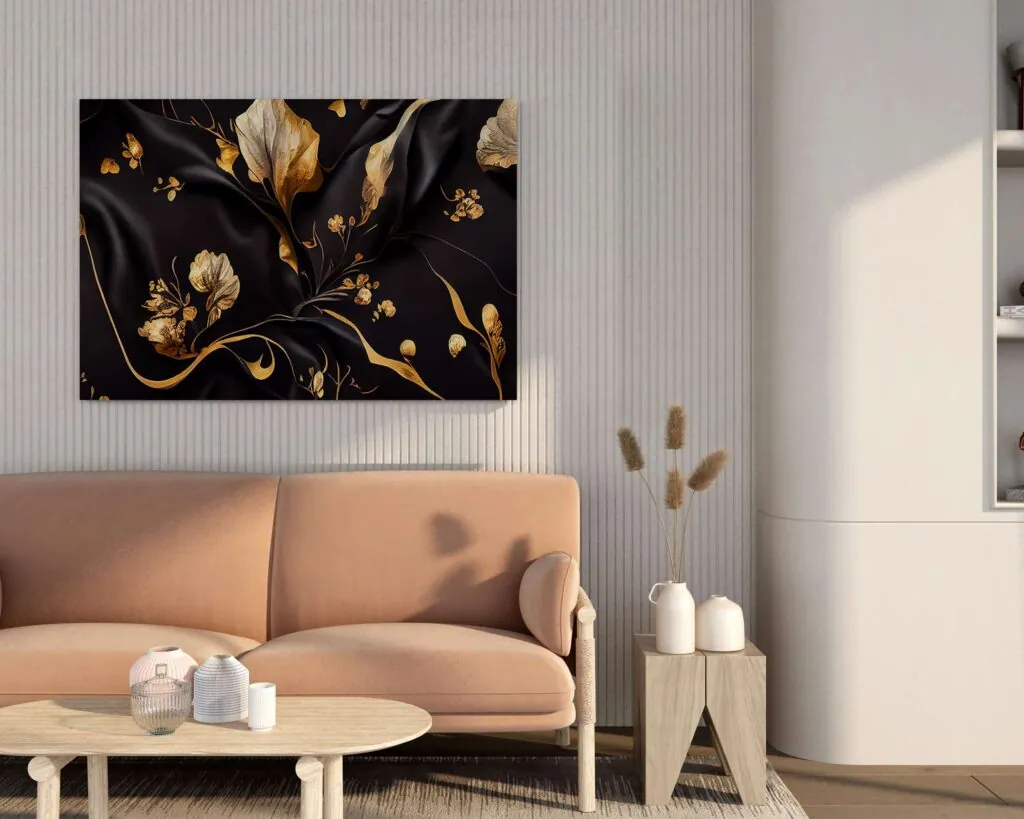Black Silk Floral Canvas Painting, photo 1 of 4
