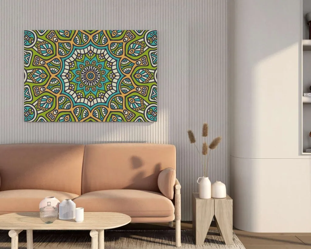 Green Mandala Canvas Painting, photo 1 of 4