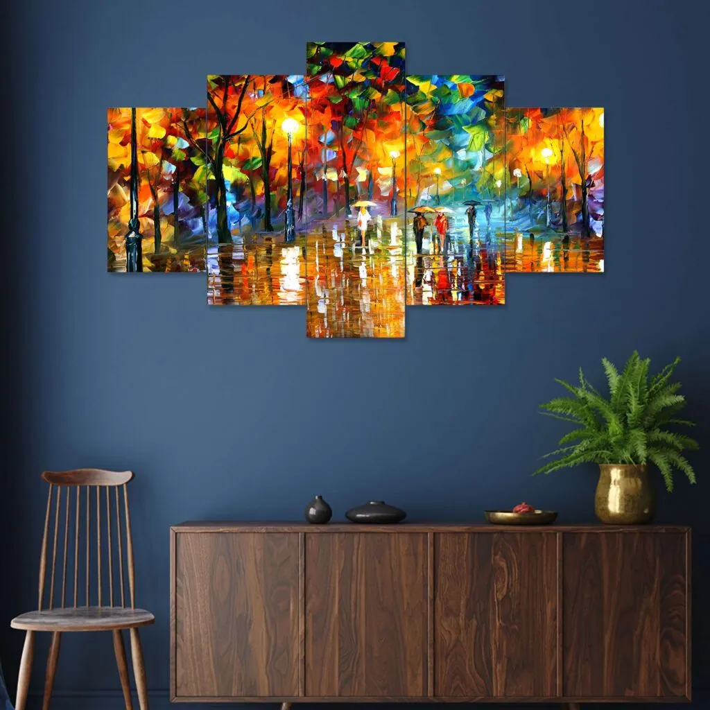 Rainy Street Multi-Panel Wall Painting, photo 1 of 4