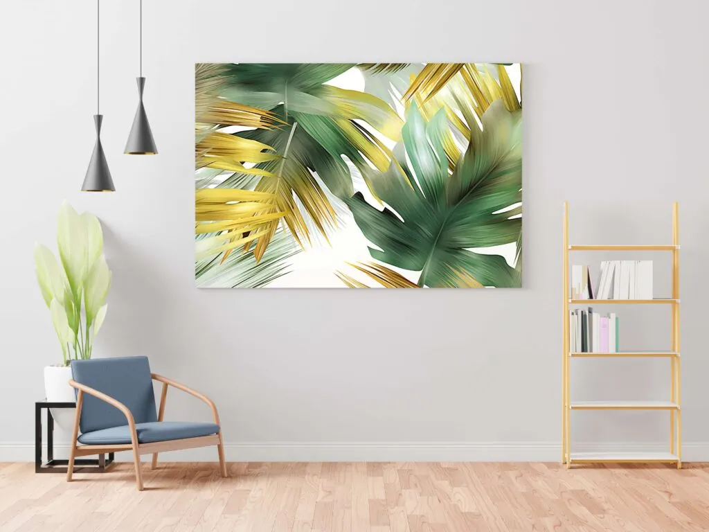 Tropical Palm Leaves Canvas Painting, photo 1 of 4