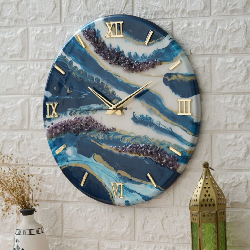 Blue Agate Resin Wall Clock