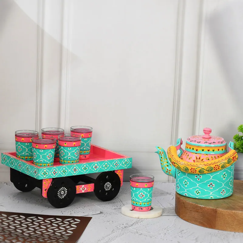 Pastel Floral Kettle Tray Set, photo 1 of 4