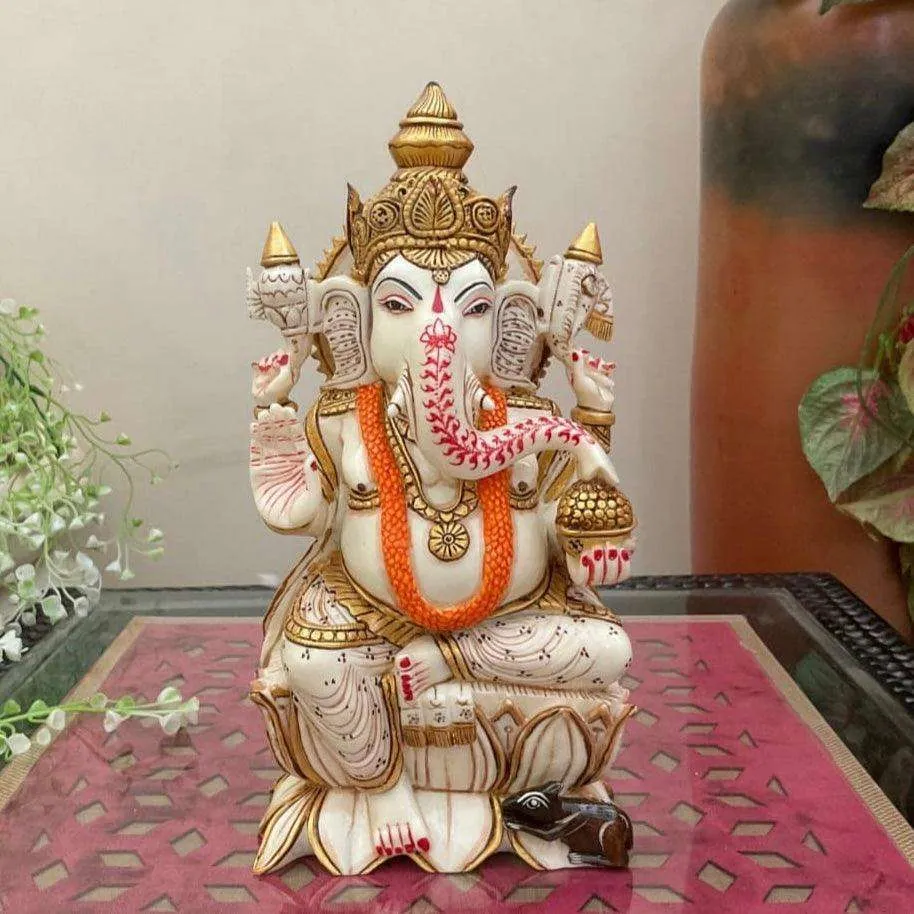 Seated Ganesha Marble Idol, photo 1 of 4