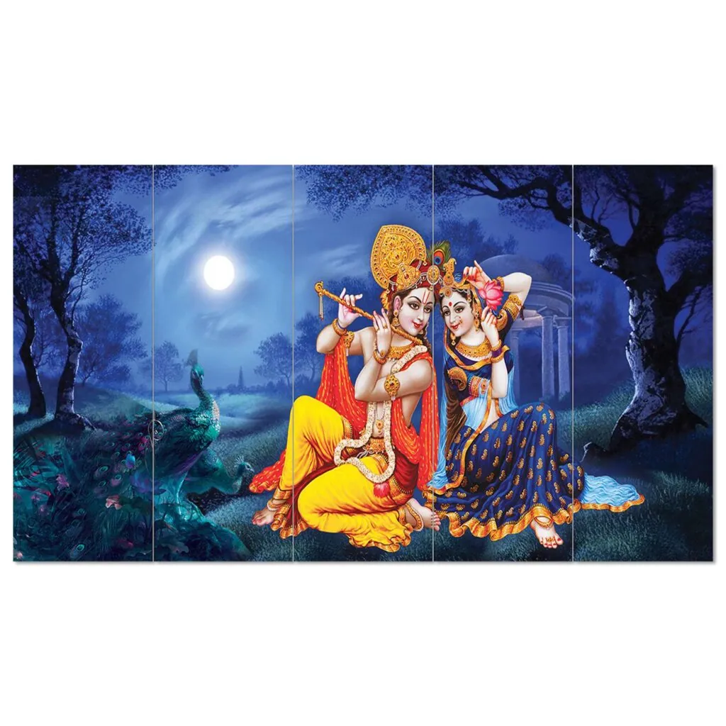 Radha Krishna Moonlit Wall Painting, photo 1 of 4