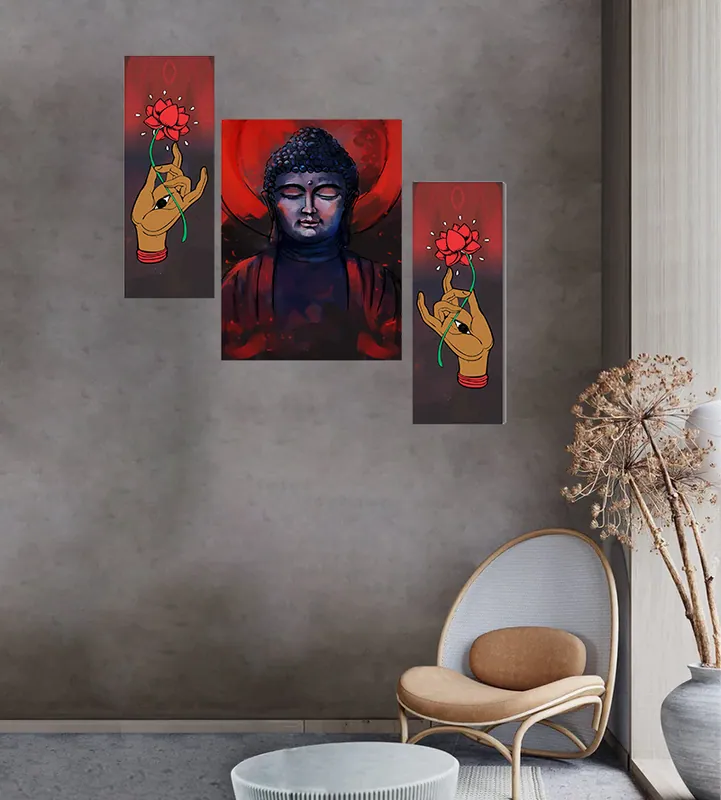 Meditating Buddha Digital Wall Painting, photo 1 of 4