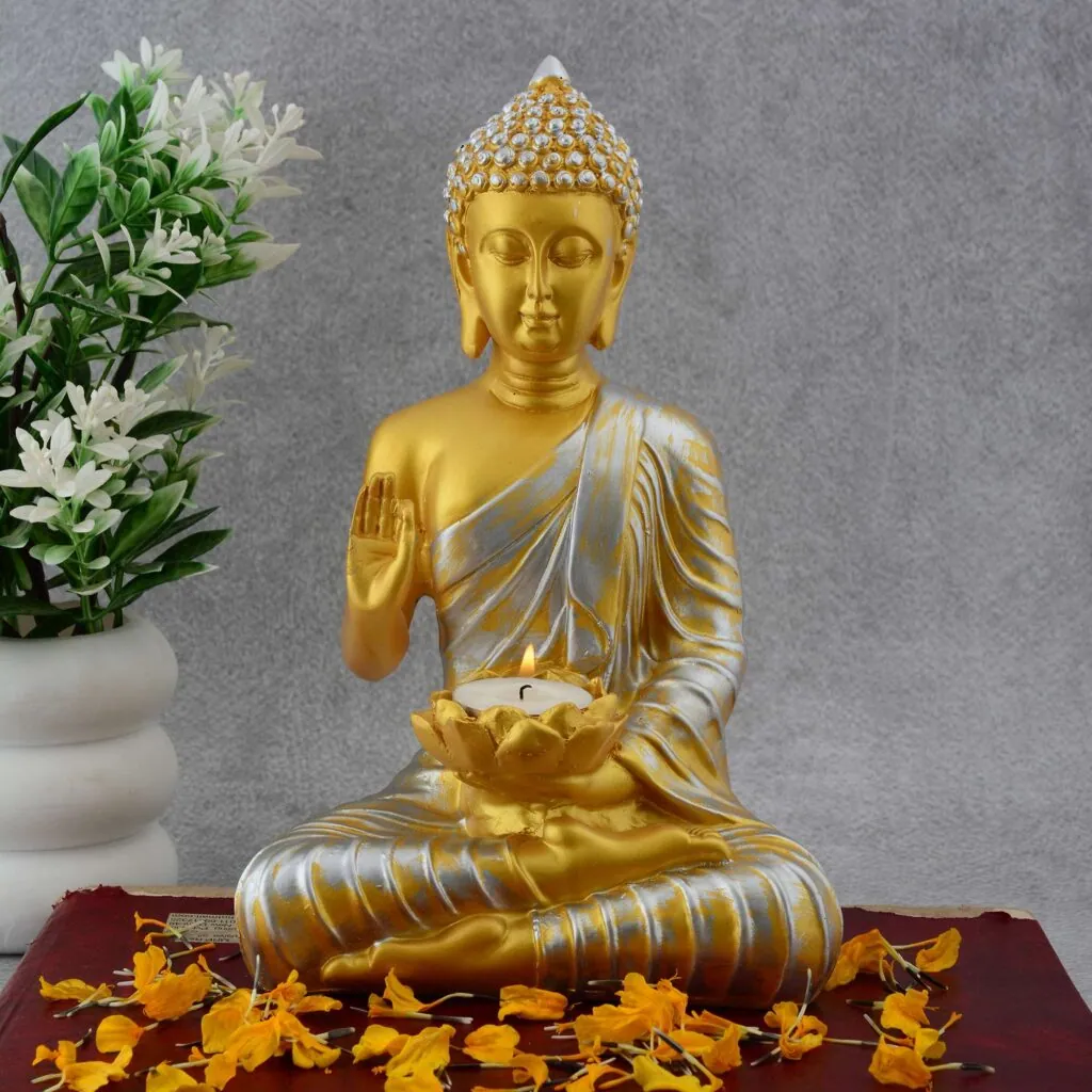 Gold Resin Buddha Tealight Holder, photo 1 of 4