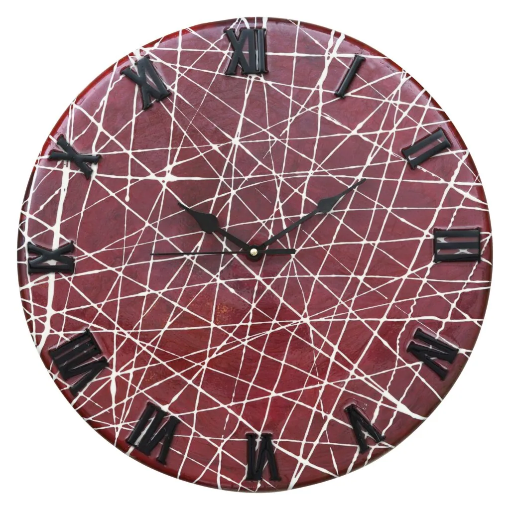 Geometric Maroon Resin Wall Clock, photo 1 of 4
