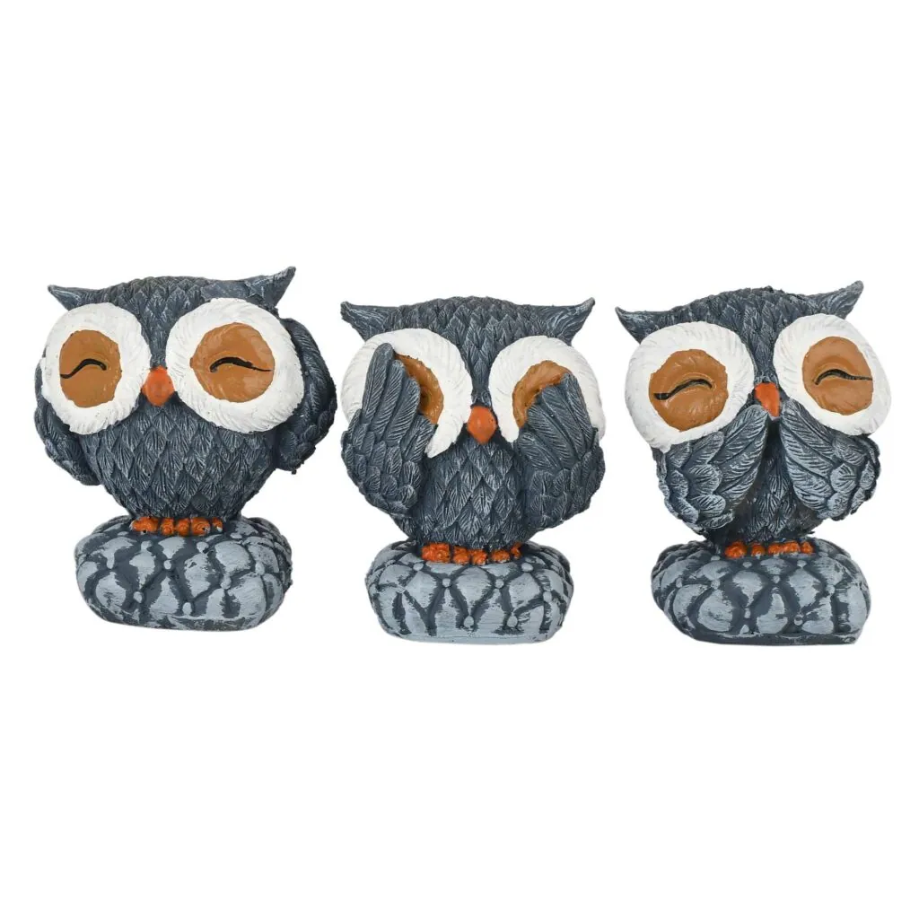 Wise Owls Trio Resin Figurines, photo 1 of 3