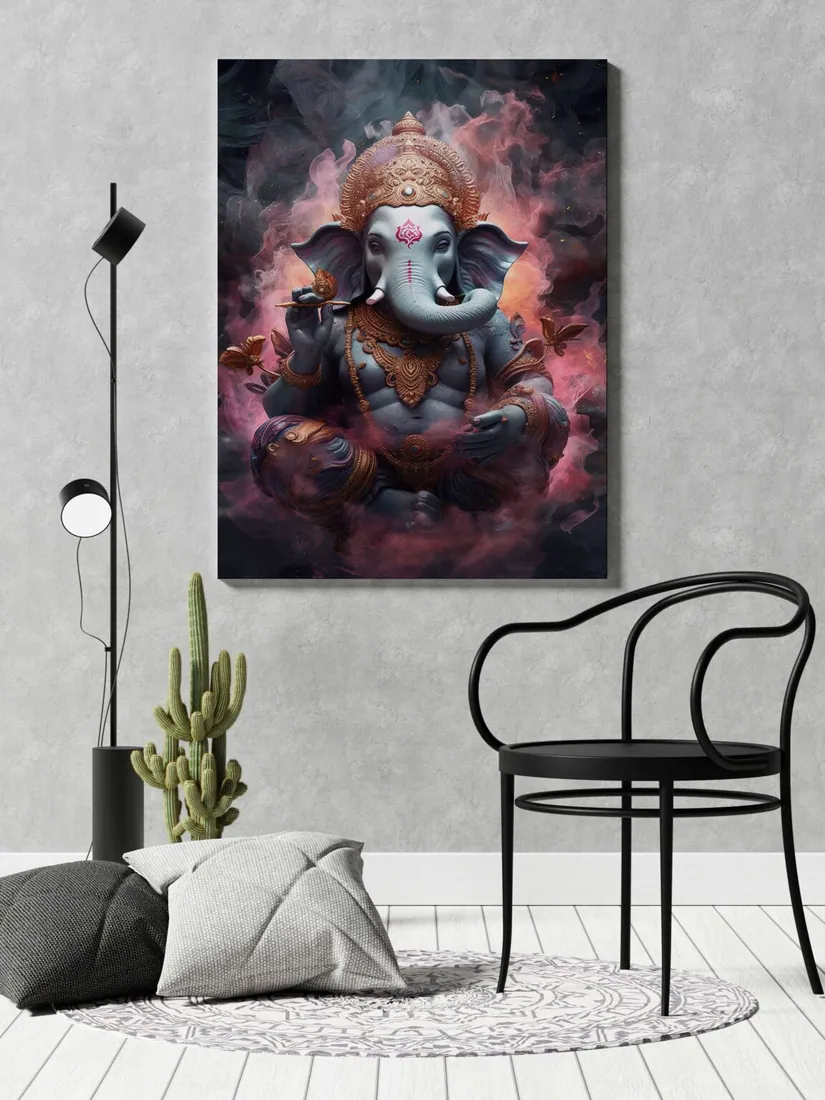 Meditating Lord Ganesha Canvas Painting, photo 1 of 4