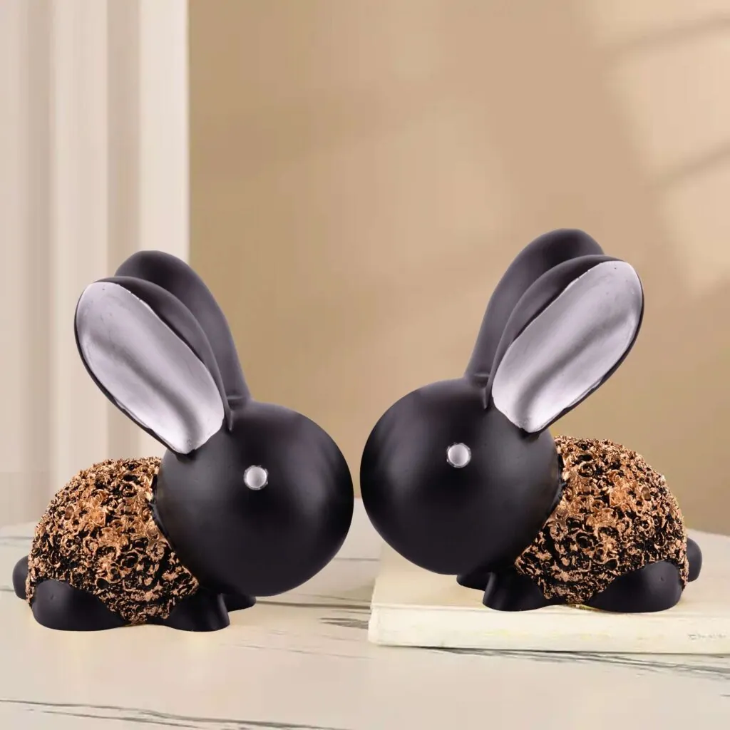 Black Resin Rabbit Pair, photo 1 of 4