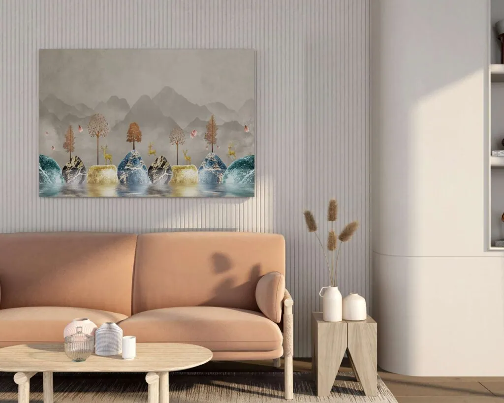 Stylized Pastel Forest Canvas Painting, photo 1 of 4