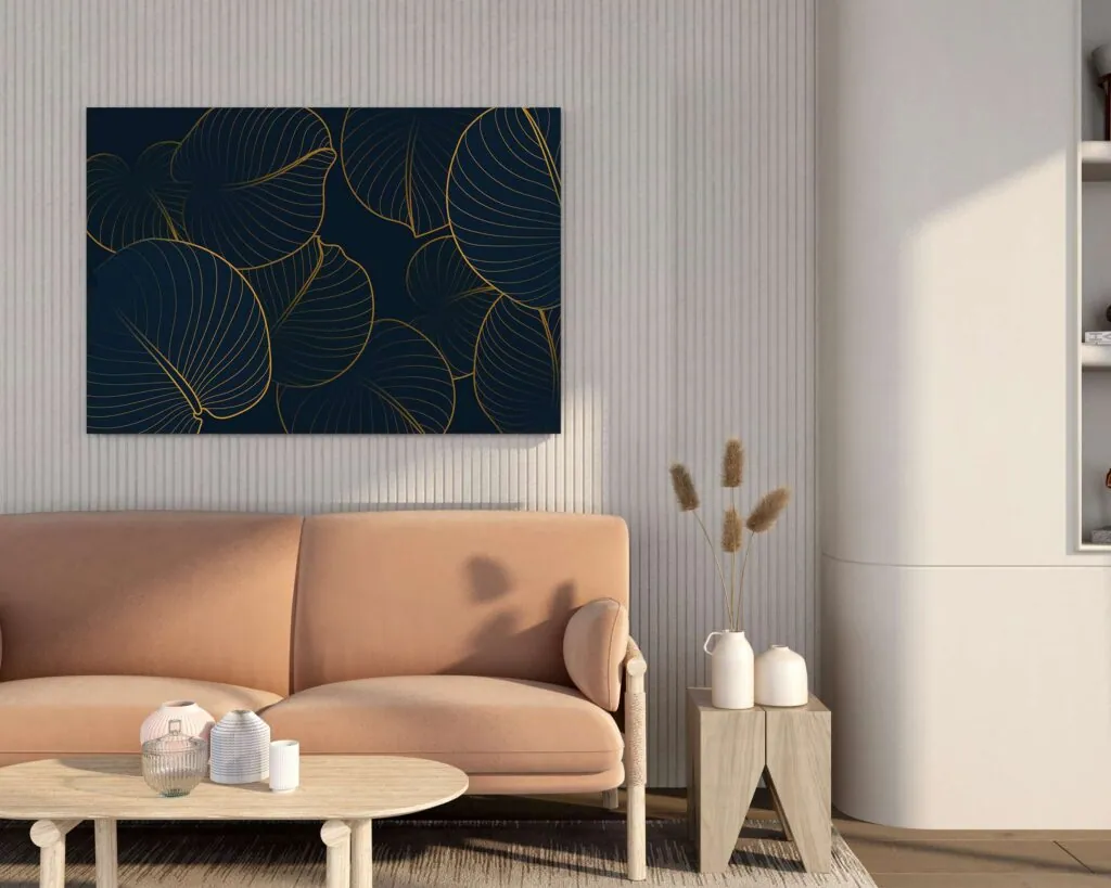 Gold Outline Leaf Canvas Art, photo 1 of 4