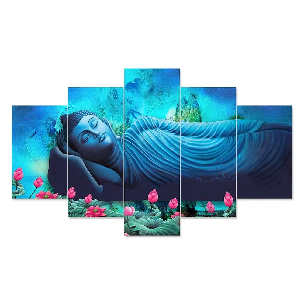 Reclining Buddha Multi-Panel Wall Painting, photo 1 of 4