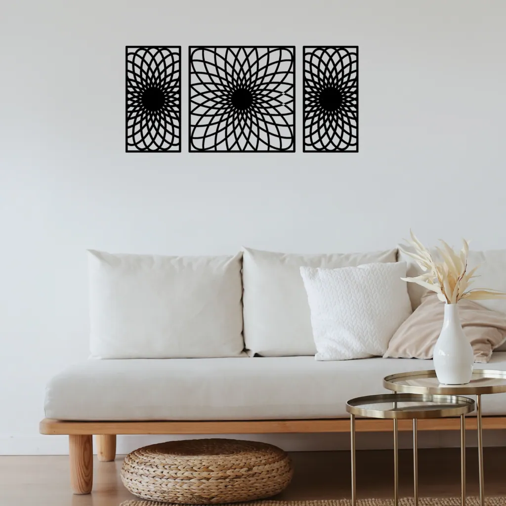 Geometric Floral Triptych Wall Art, photo 1 of 4