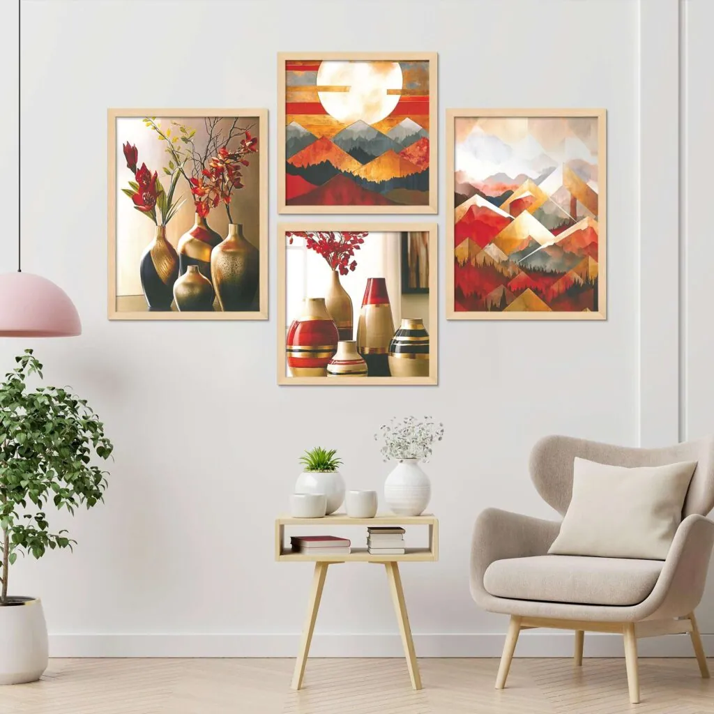 Abstract Mountain And Vase Paintings, photo 1 of 4