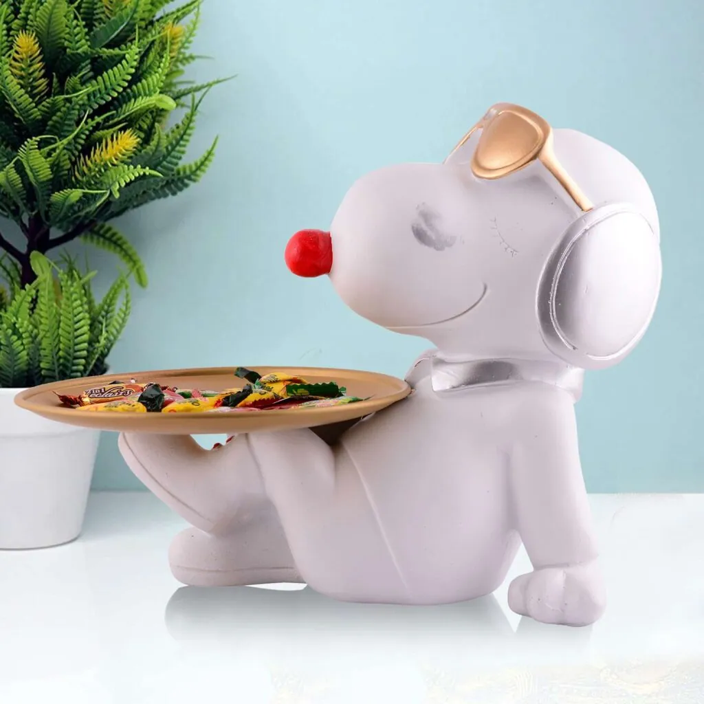 White Resin Dog Tray Figurine, photo 1 of 4