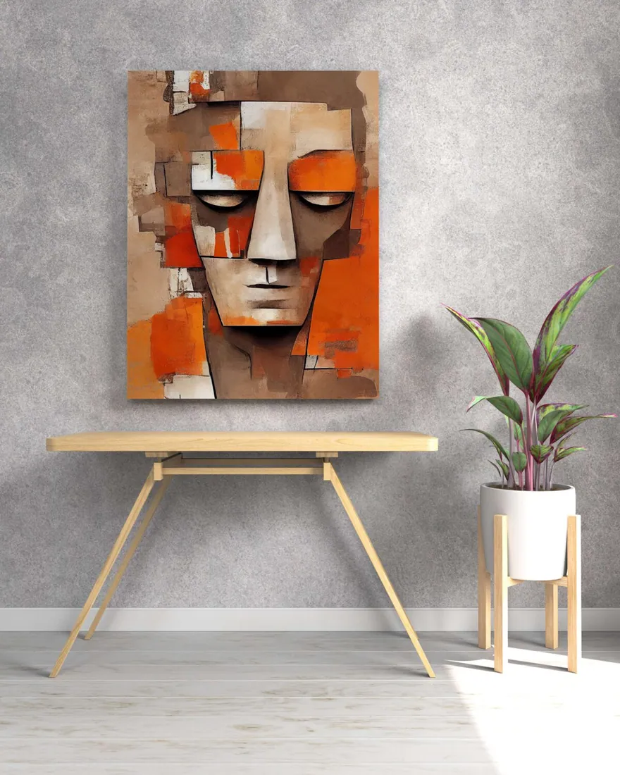 Cubist Face Abstract Canvas Painting, photo 1 of 4