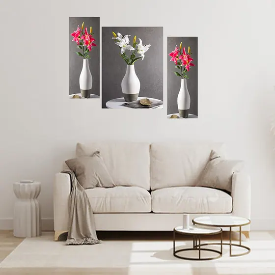 Floral Vases Split Wall Painting