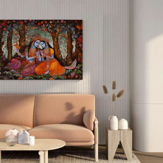 Radha Krishna Forest Canvas Painting