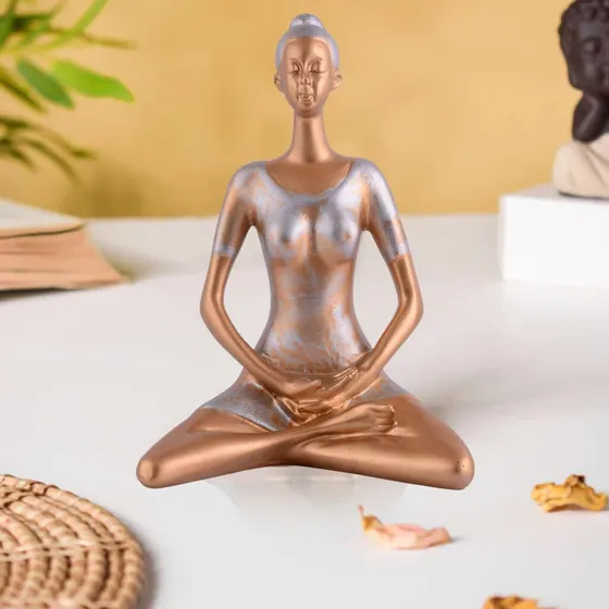 Bronze Tone Meditating Yoga Figurine
