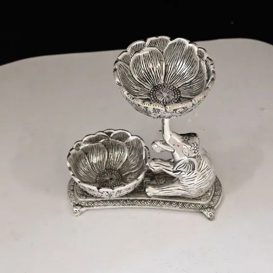 Elephant Sitting Double Dryfruit Bowl
