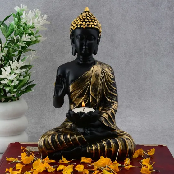 Black and Gold Buddha Tealight