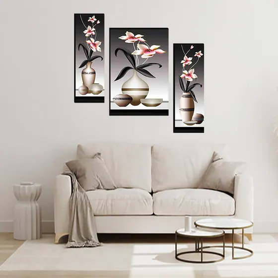 Pink Lily Vases Wall Painting