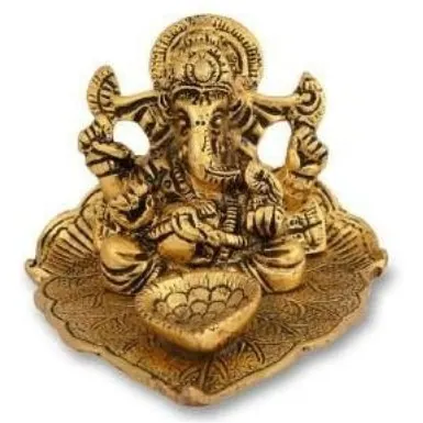 Ganesha On Leaf Deepak Small
