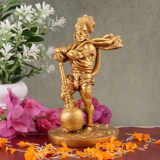 Golden Bahubali Hanuman Resin Idol