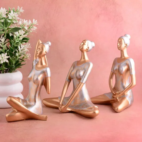 Bronze Resin Yoga Figurines Set