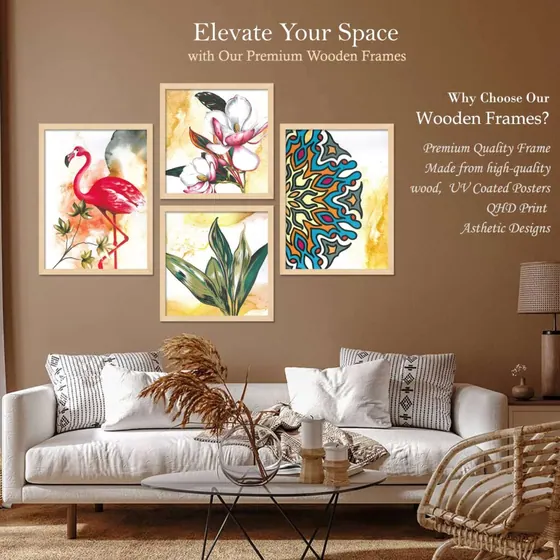 Flamingo Floral Framed Art Set