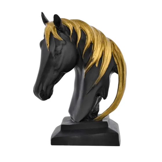 Black And Gold Horse Head Figurine