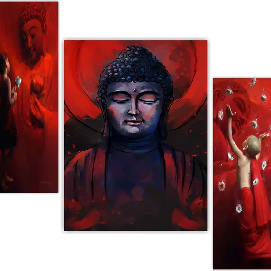 Serene Buddha Digital Wall Painting