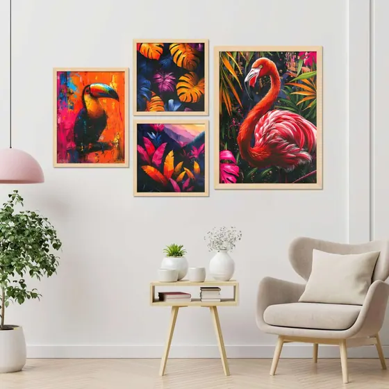 Flamingo Toucan Framed Wall Art