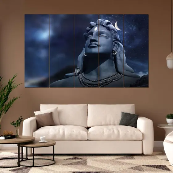 Adiyogi Shiva Multi-Panel Wall Painting