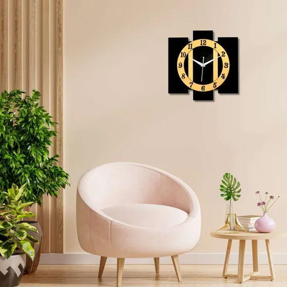 Panel Pattern Wooden Wall Clock