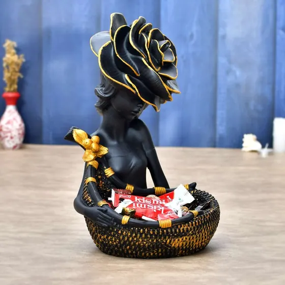 Resin Lady Bowl Figurine