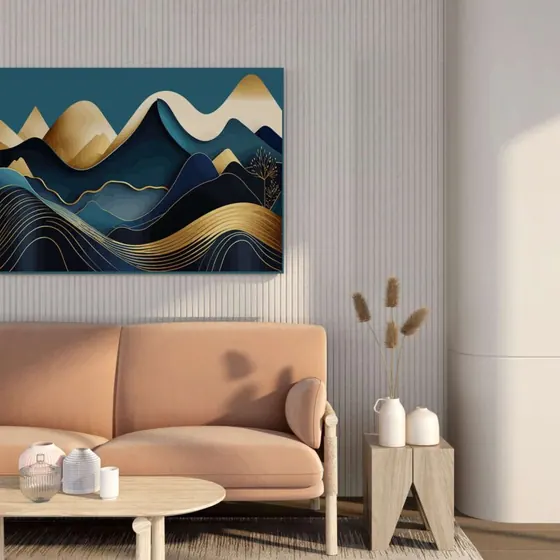 Abstract Blue Mountain Canvas Painting
