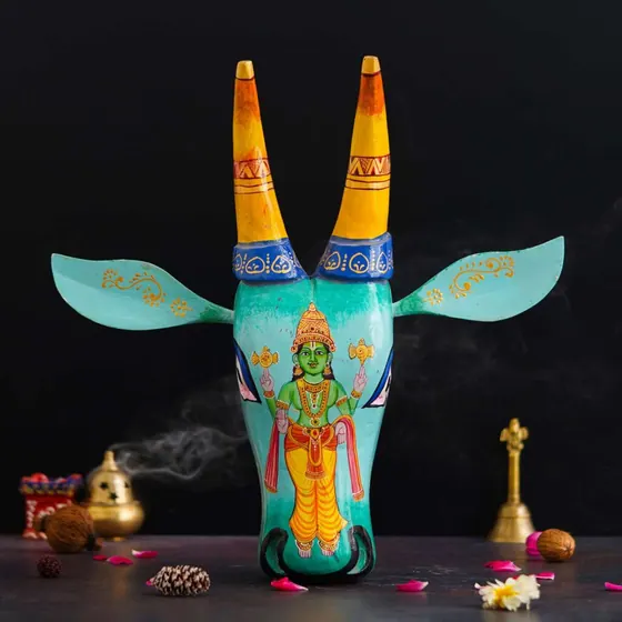 Painted Cow Head Wall Decor