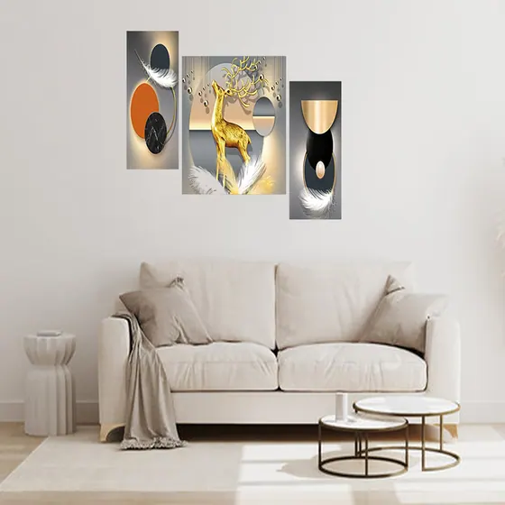 Golden Deer Digital Wall Painting