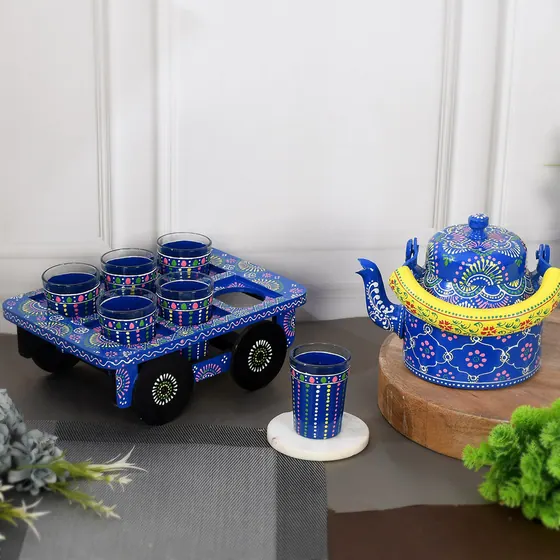 Royal Blue Kettle Glass Set