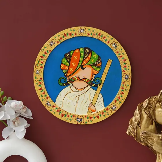 Rajasthani Man Pichwai Wall Plate