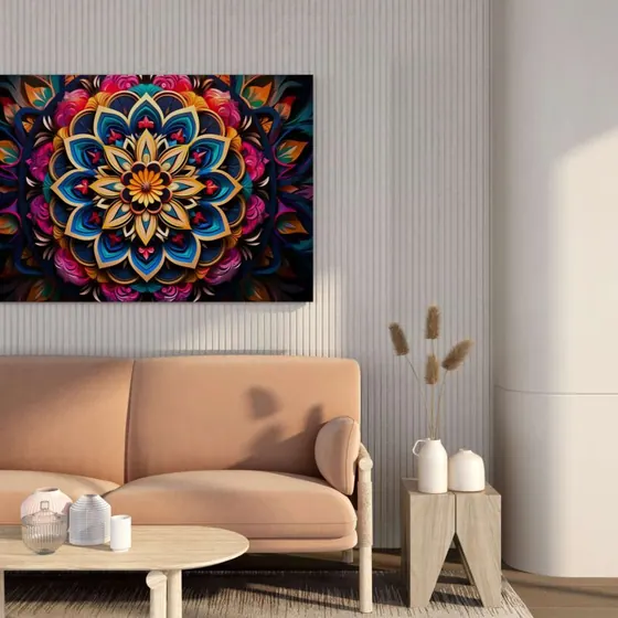Multicolor Floral Mandala Canvas Painting