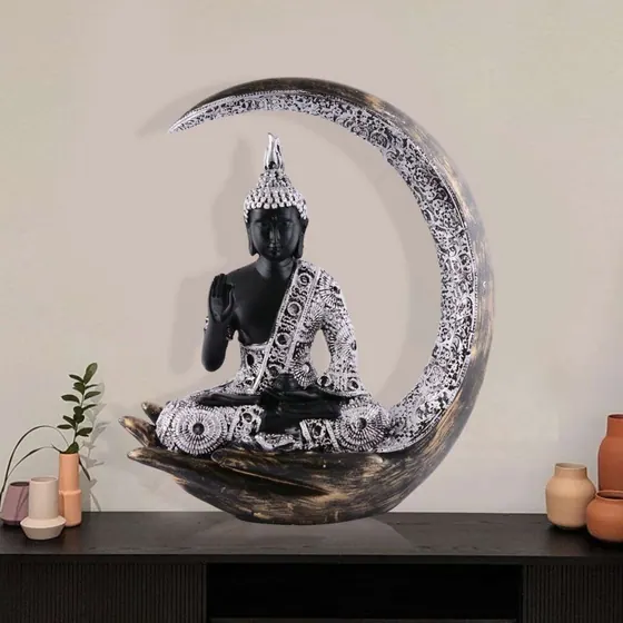 Black and Silver Moon Buddha