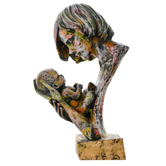Mother and Child Resin Sculpture