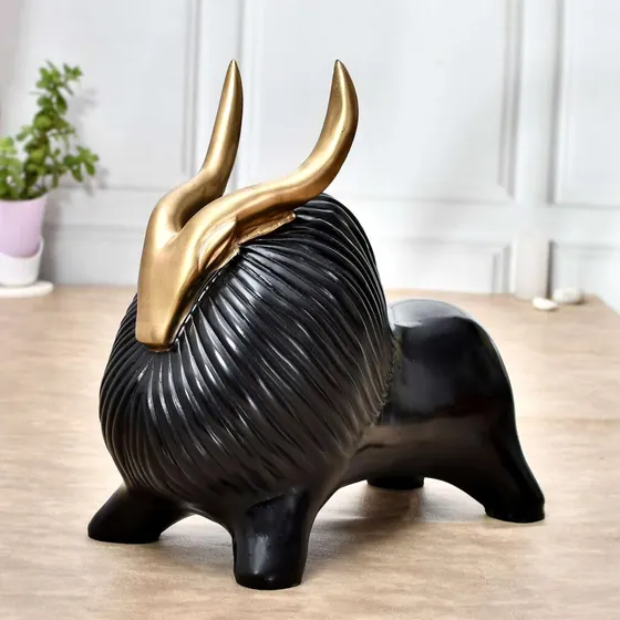 Black Resin Antelope Figurine