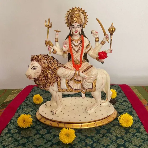 Goddess Durga On Lion Idol
