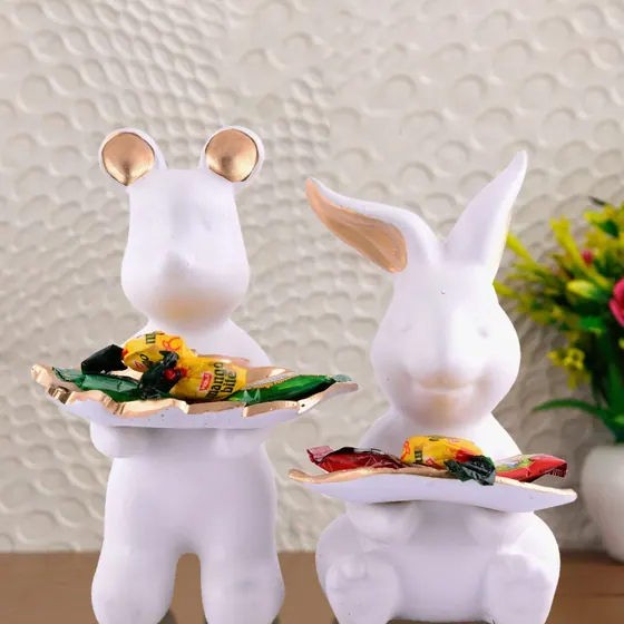White Rabbit Trinket Tray Figurines